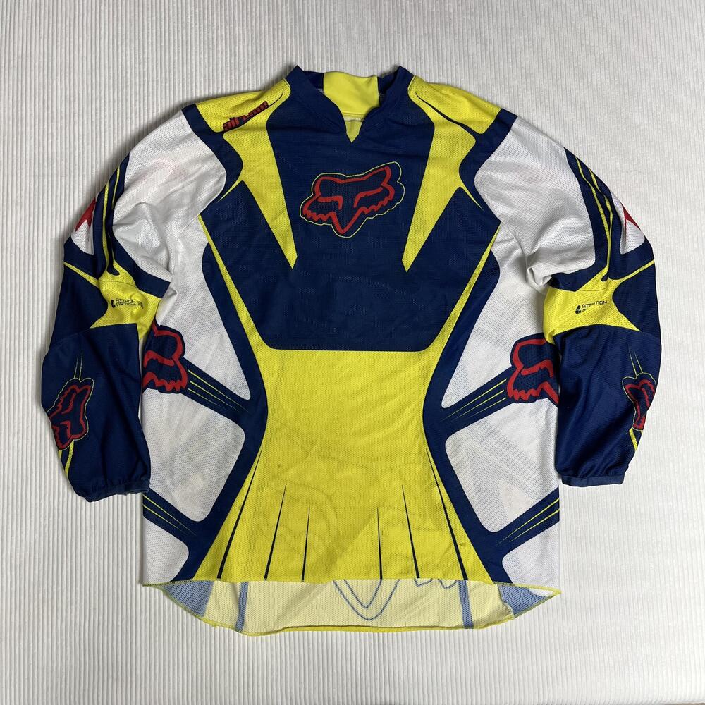 Fox Racing Shirt Mens M Yellow Airline Motocross Jersey Long Sleeve Mesh MX Top